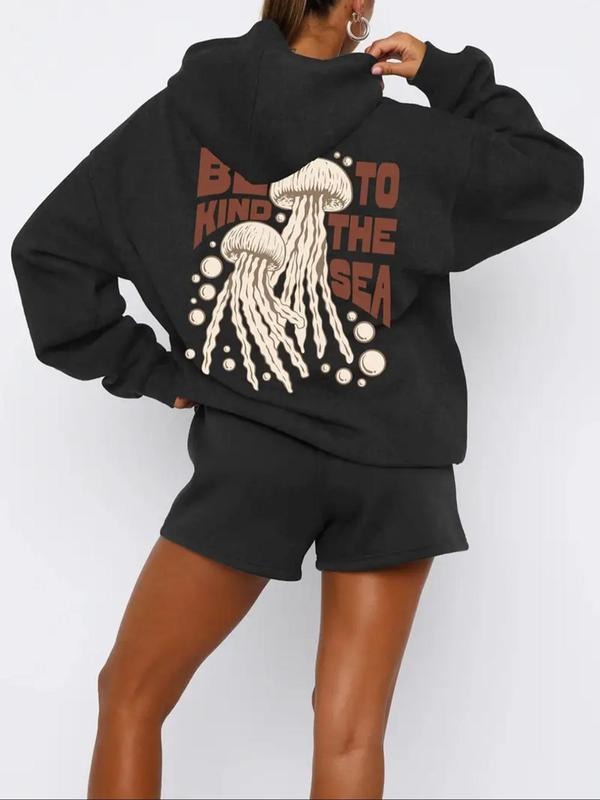 Jellyfish Letter Print Casual Drawstring Hooded Daily - Adult & Kids T-Shirts, Sweatshirts & Hoodies apparel design preview 1
