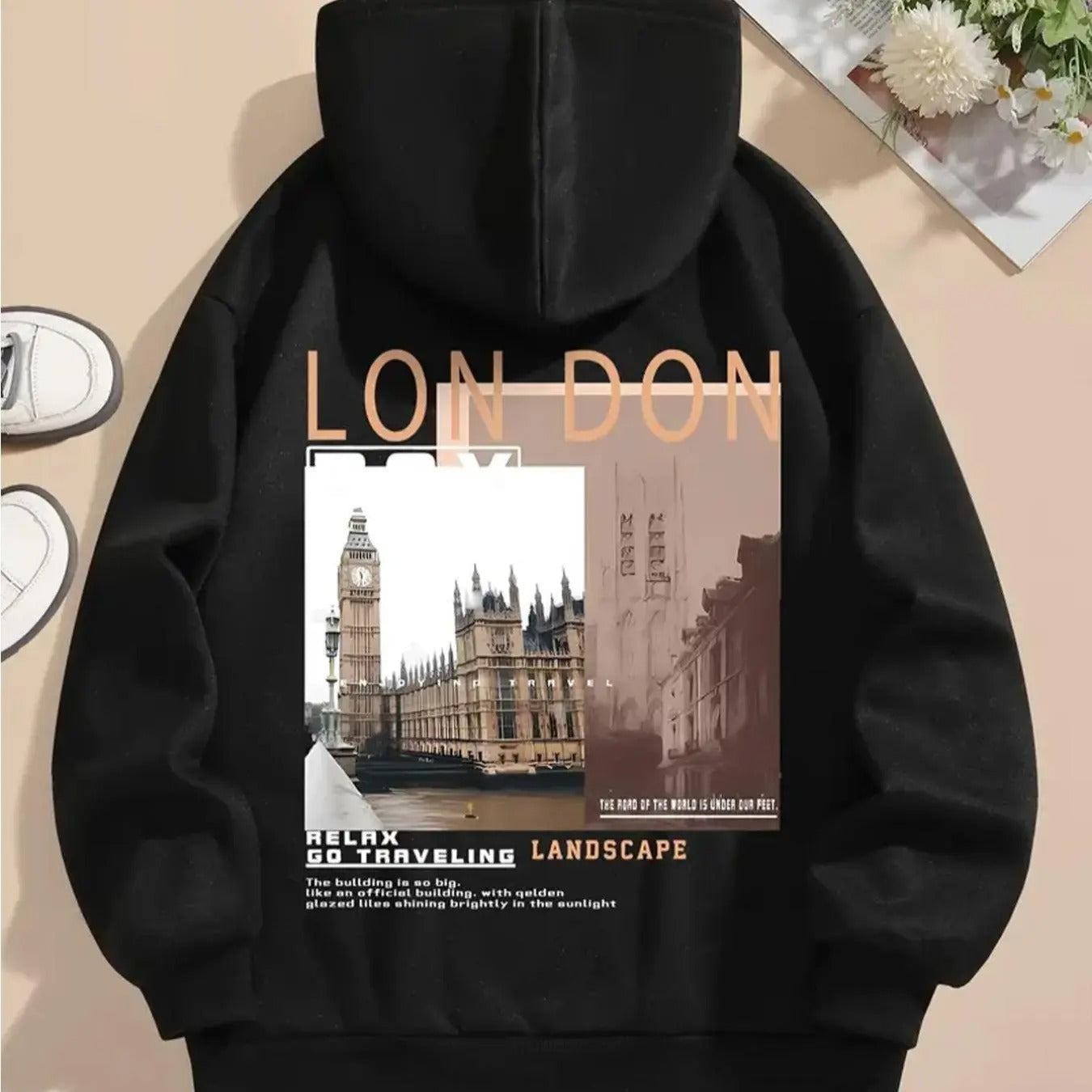 Landscape Letter Print Drop Shoulder Casual - Adult & Kids T-Shirts, Sweatshirts & Hoodies apparel design preview 1