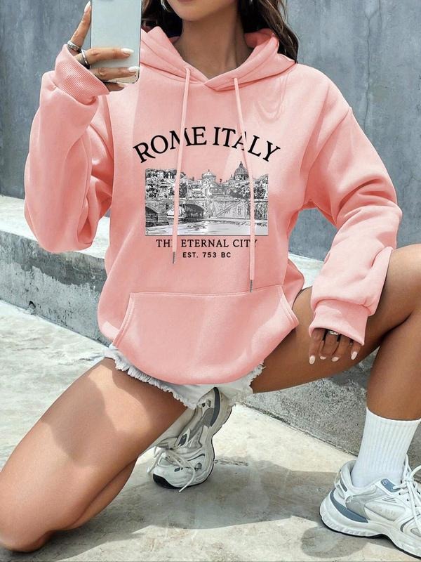 Landscape Letter Print Drop Shoulder Casual - Adult & Kids T-Shirts, Sweatshirts & Hoodies apparel design preview 1