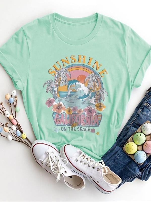 Landscape Letter Print Round Neck Casual Short Sleeve - Adult & Kids T-Shirts, Sweatshirts & Hoodies apparel design preview 1