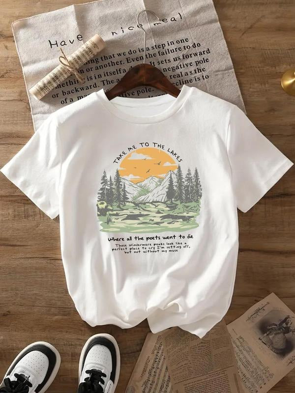 Landscape Print Round Neck Vintage Casual Short - Adult & Kids T-Shirts, Sweatshirts & Hoodies apparel design preview 1