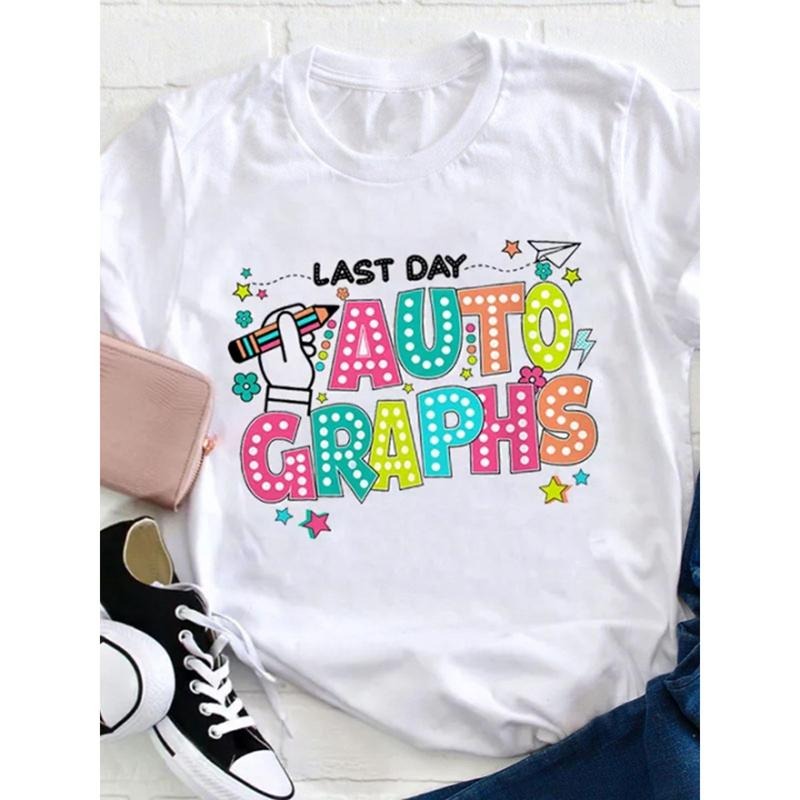 Last Day Autographs Teacher Colorful Print Stars - Adult & Kids T-Shirts, Sweatshirts & Hoodies apparel design preview 1