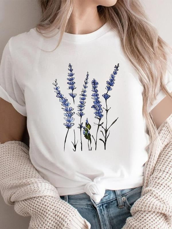 Lavender Print Round Neck Casual Short Sleeve Crew - Adult & Kids T-Shirts, Sweatshirts & Hoodies apparel design preview 1