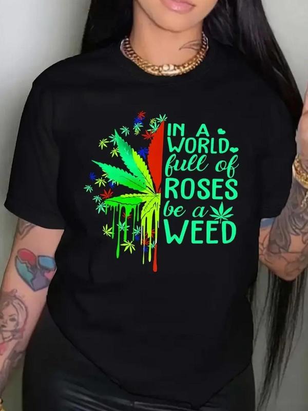Leaf Letter Print Round Neck Casual Crew Short Sleeve - Adult & Kids T-Shirts, Sweatshirts & Hoodies apparel design preview 1