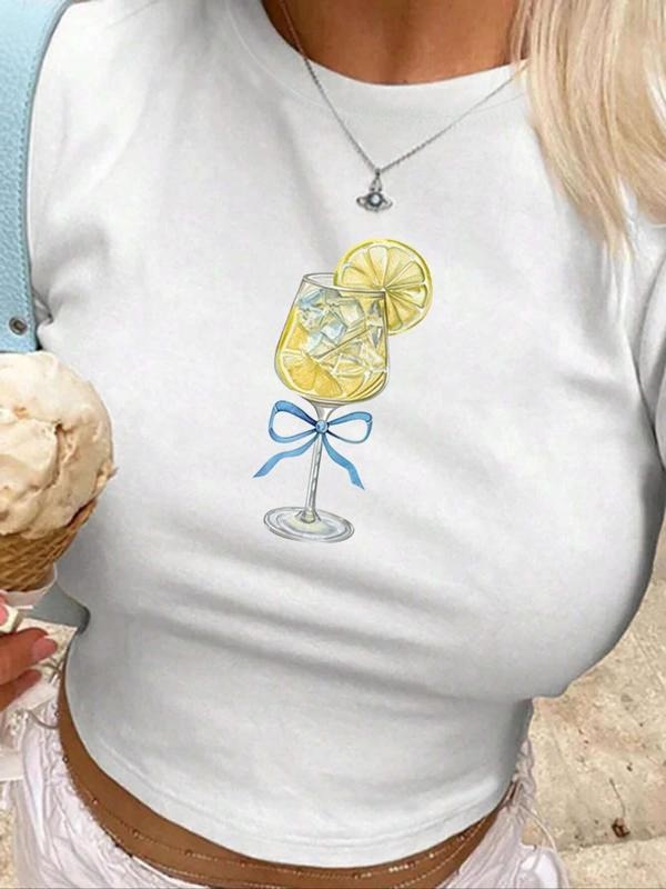 Lemon Glass Print Crop Casual Short Sleeve Round Neck - Adult & Kids T-Shirts, Sweatshirts & Hoodies apparel design preview 1