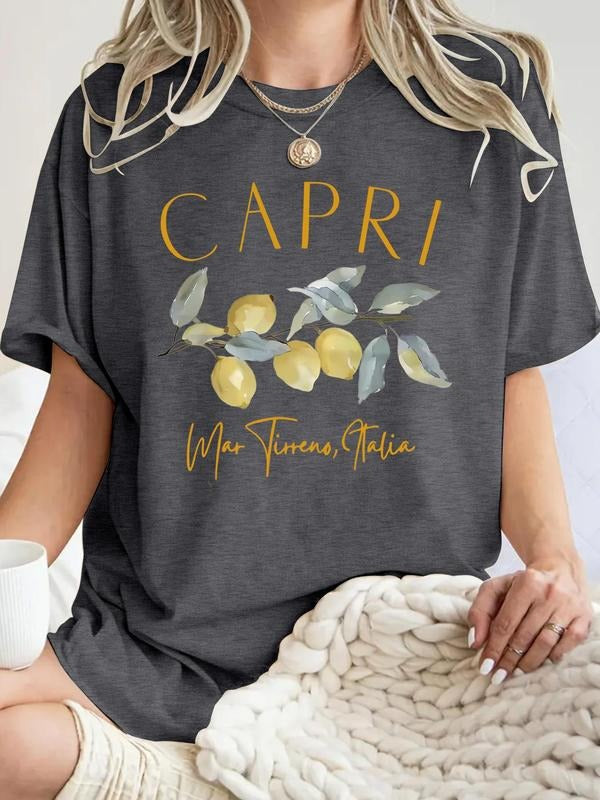 Lemon Print Round Neck Casual Short Sleeve Crew - Adult & Kids T-Shirts, Sweatshirts & Hoodies apparel design preview 1