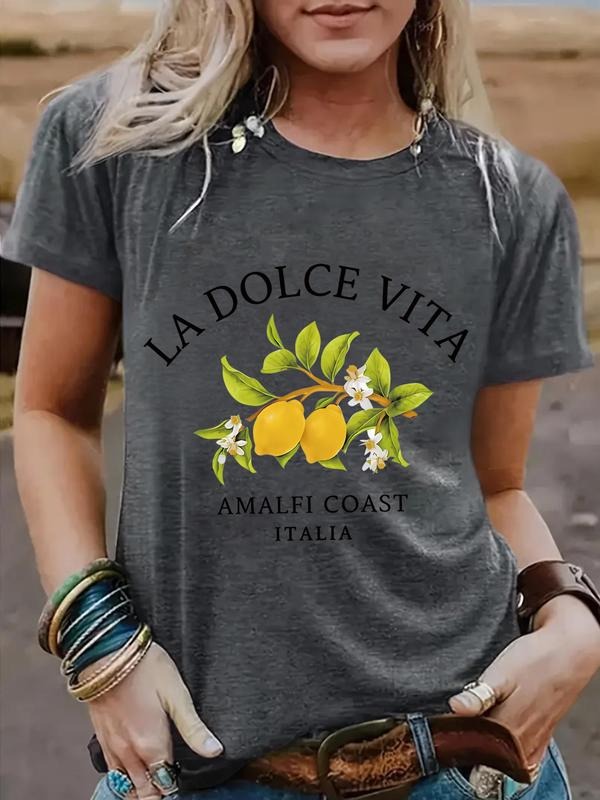 Lemon Print Round Neck Casual Short Sleeve Crew - Adult & Kids T-Shirts, Sweatshirts & Hoodies apparel design preview 1