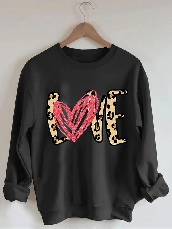 Leopard Heart Print Drop Shoulder Casual Crew Neck - Adult & Kids T-Shirts, Sweatshirts & Hoodies apparel design preview 1