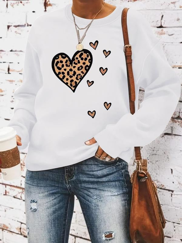 Leopard Heart Print Round Neck Casual Fitted Comfort - Adult & Kids T-Shirts, Sweatshirts & Hoodies apparel design preview 1