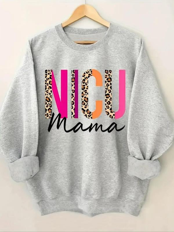 Leopard Letter Print Drop Shoulder Casual Round Neck - Adult & Kids T-Shirts, Sweatshirts & Hoodies apparel design preview 1
