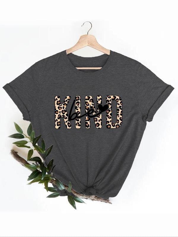 Leopard Letter Print Round Neck Short Sleeve All - Adult & Kids T-Shirts, Sweatshirts & Hoodies apparel design preview 1