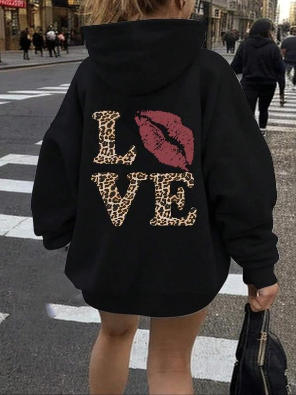 Leopard Lip Print Letters Casual Hooded Fall Winter - Adult & Kids T-Shirts, Sweatshirts & Hoodies apparel design preview 1