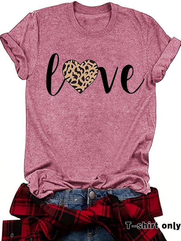 Leopard Love Print Round Neck Casual Short Sleeve - Adult & Kids T-Shirts, Sweatshirts & Hoodies apparel design preview 1