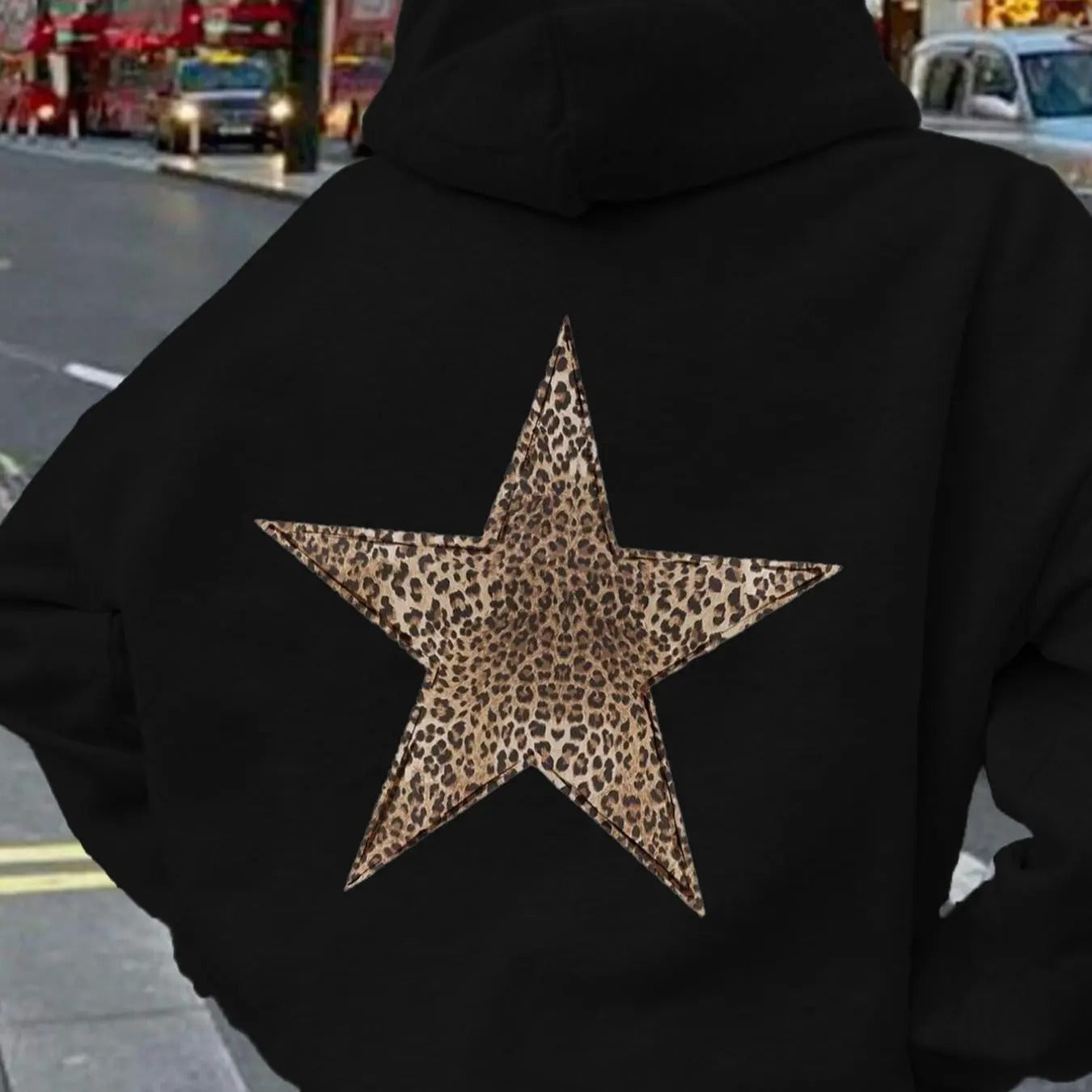 Leopard Star Print Drop Shoulder Casual Drawstring - Adult & Kids T-Shirts, Sweatshirts & Hoodies apparel design preview 1