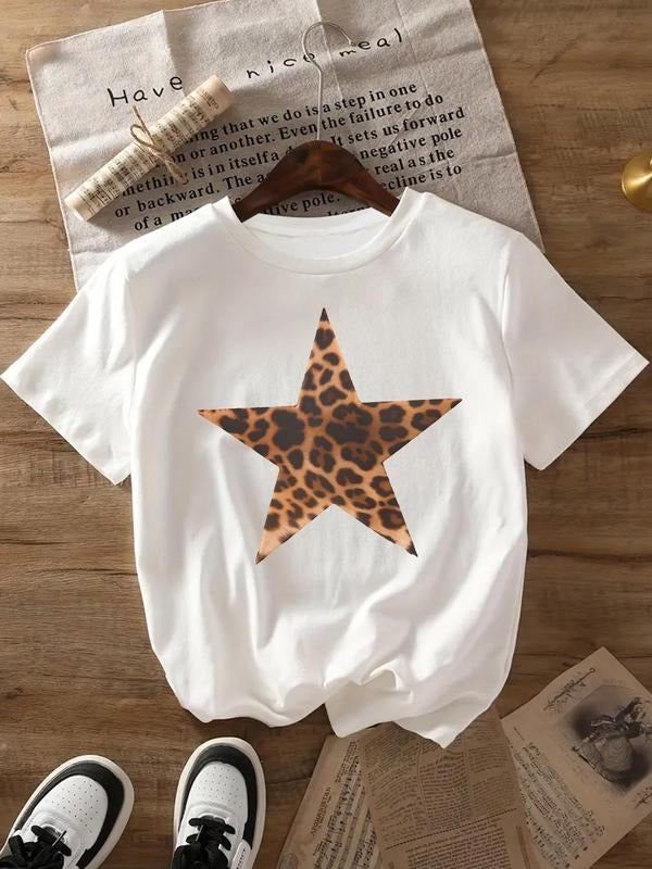 Leopard Star Print Round Neck Casual Crew Daily - Adult & Kids T-Shirts, Sweatshirts & Hoodies apparel design preview 1