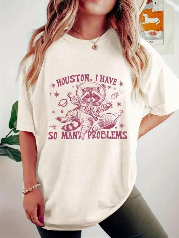 Letter Astronaut Print Round Neck Casual Short Sleeve - Adult & Kids T-Shirts, Sweatshirts & Hoodies apparel design preview 1