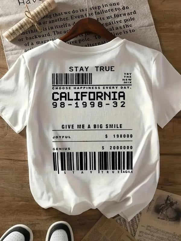 Letter Barcode Print Round Neck Vintage Casual Short - Adult & Kids T-Shirts, Sweatshirts & Hoodies apparel design preview 1