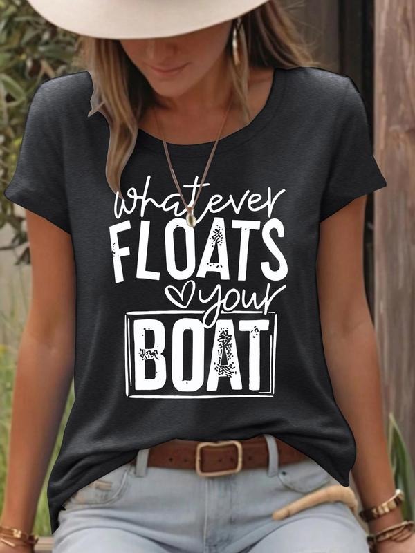 Letter Boat Print Round Neck Casual Short Sleeve Crew - Adult & Kids T-Shirts, Sweatshirts & Hoodies apparel design preview 1