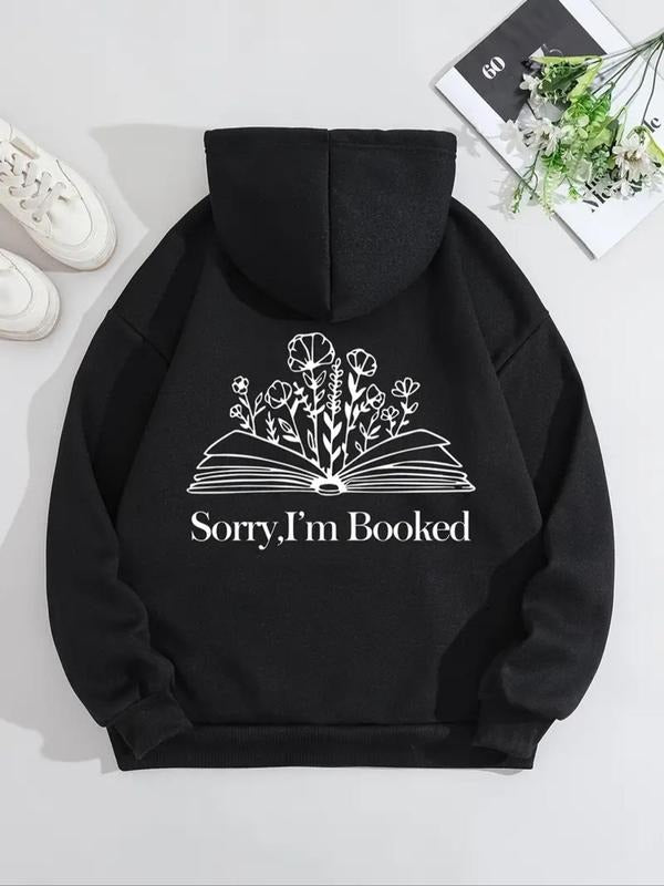 Letter Book Print Drawstring Casual Hooded Fall - Adult & Kids T-Shirts, Sweatshirts & Hoodies apparel design preview 1