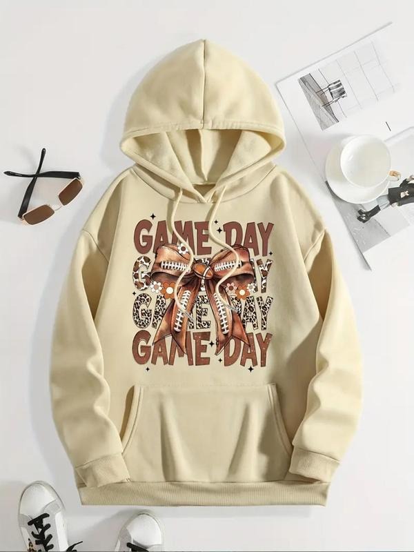 Letter Bow Print Drawstring Casual Hooded Fall Winter - Adult & Kids T-Shirts, Sweatshirts & Hoodies apparel design preview 1
