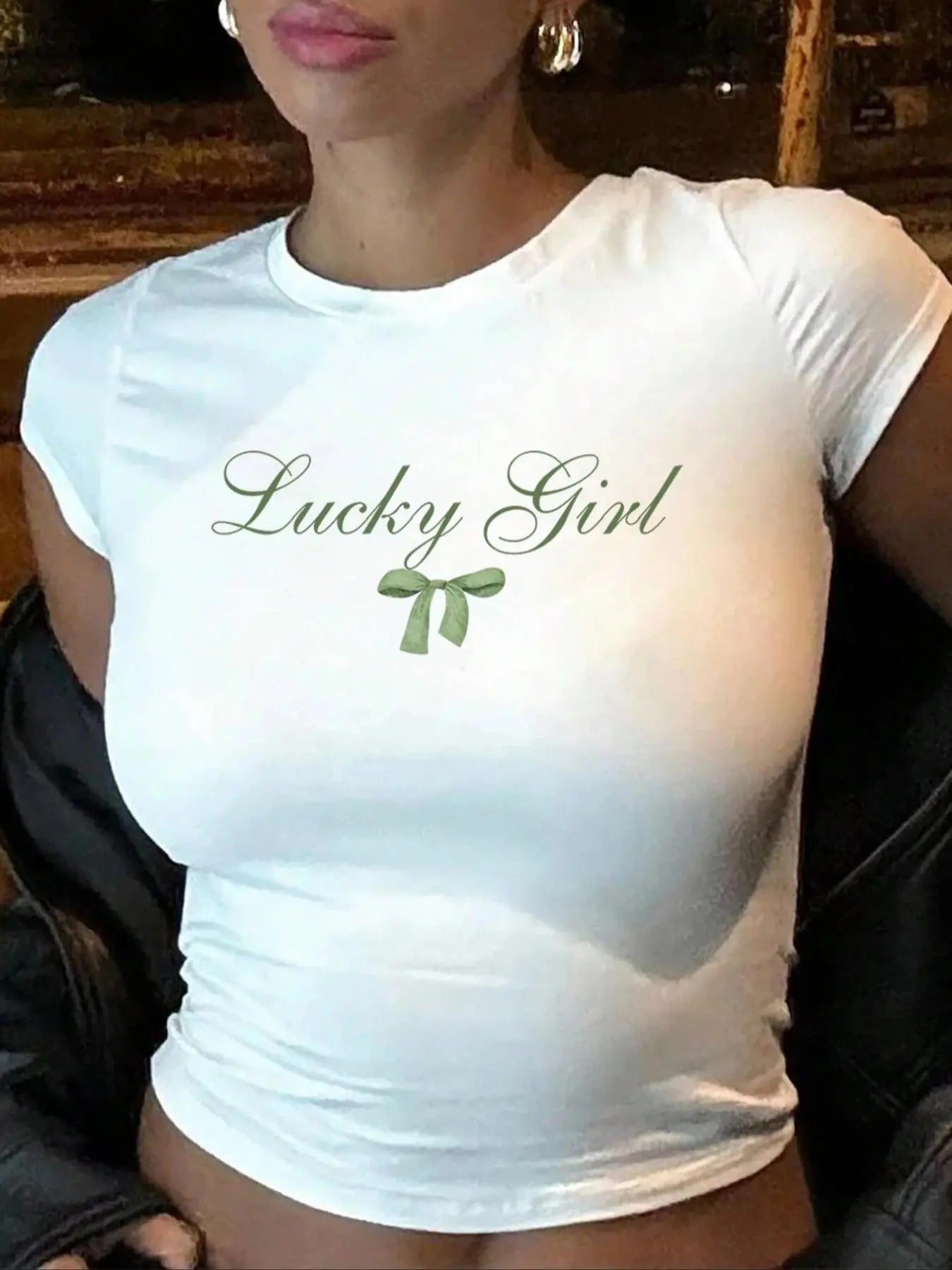 Letter Bowknot Print Round Neck Crop Casual Tight - Adult & Kids T-Shirts, Sweatshirts & Hoodies apparel design preview 1