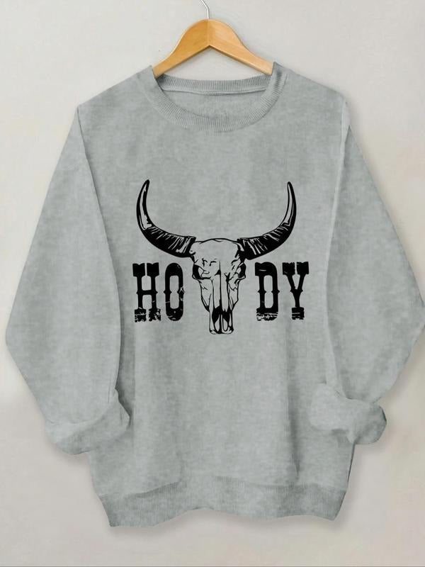 Letter Bull Head Print Round Neck Casual Crew Spring - Adult & Kids T-Shirts, Sweatshirts & Hoodies apparel design preview 1