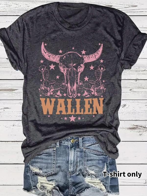 Letter Bull Head Print Round Neck Casual Short Sleeve - Adult & Kids T-Shirts, Sweatshirts & Hoodies apparel design preview 1