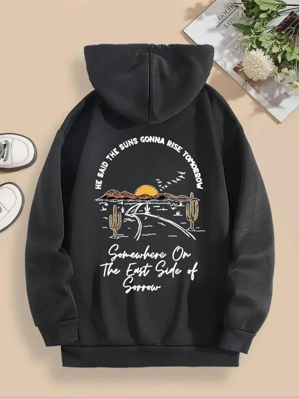 Letter Cactus Print Drawstring Casual Hooded Daily - Adult & Kids T-Shirts, Sweatshirts & Hoodies apparel design preview 1