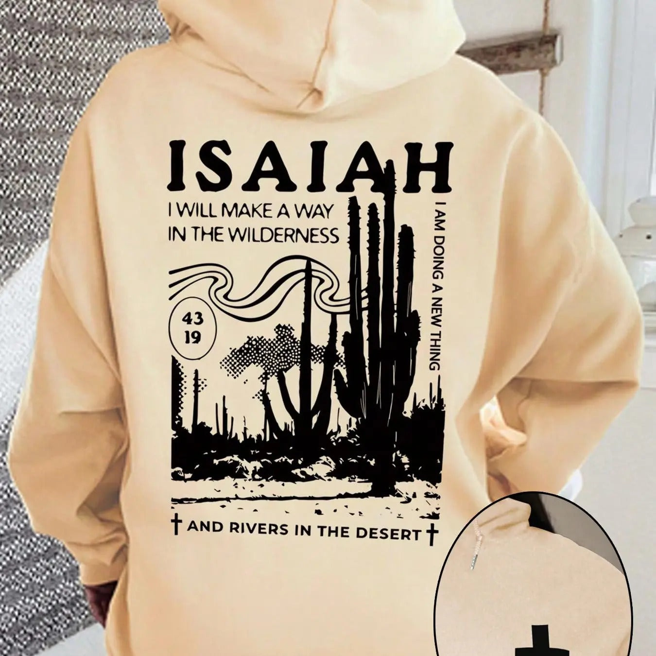 Letter Cactus Print Drop Shoulder Casual Drawstring - Adult & Kids T-Shirts, Sweatshirts & Hoodies apparel design preview 1