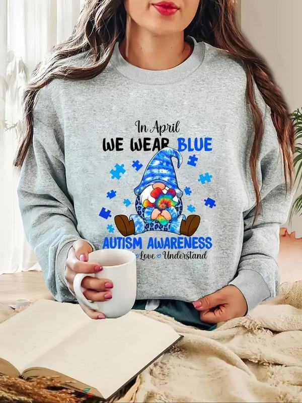 Letter Cartoon Print Drop Shoulder Casual Round Neck - Adult & Kids T-Shirts, Sweatshirts & Hoodies apparel design preview 1