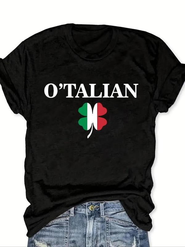 Letter Clover Print Round Neck Casual Short Sleeve - Adult & Kids T-Shirts, Sweatshirts & Hoodies apparel design preview 1