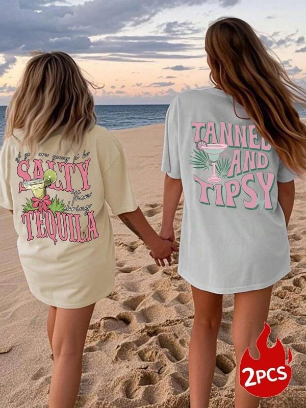 Letter Cocktail Print Round Neck Casual Daily Summer - Adult & Kids T-Shirts, Sweatshirts & Hoodies apparel design preview 1