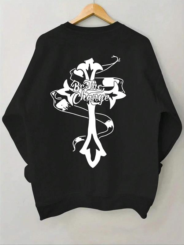 Letter Cross Print Drop Shoulder Casual Round Neck - Adult & Kids T-Shirts, Sweatshirts & Hoodies apparel design preview 1