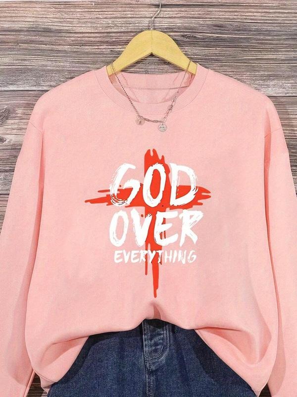 Letter Cross Print Drop Shoulder Casual Round Neck - Adult & Kids T-Shirts, Sweatshirts & Hoodies apparel design preview 1