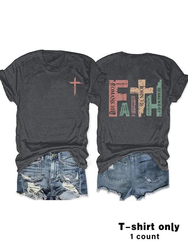 Letter Cross Print Round Neck Casual Short Sleeve - Adult & Kids T-Shirts, Sweatshirts & Hoodies apparel design preview 1