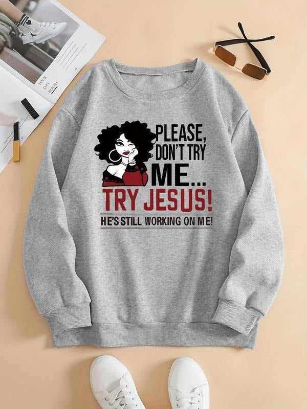 Letter Figure Print Drop Shoulder Casual Round Neck - Adult & Kids T-Shirts, Sweatshirts & Hoodies apparel design preview 1