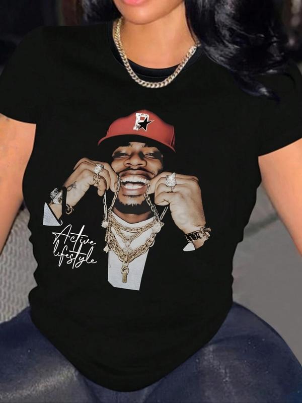Letter Figure Print Round Neck Casual Crew Short - Adult & Kids T-Shirts, Sweatshirts & Hoodies apparel design preview 1