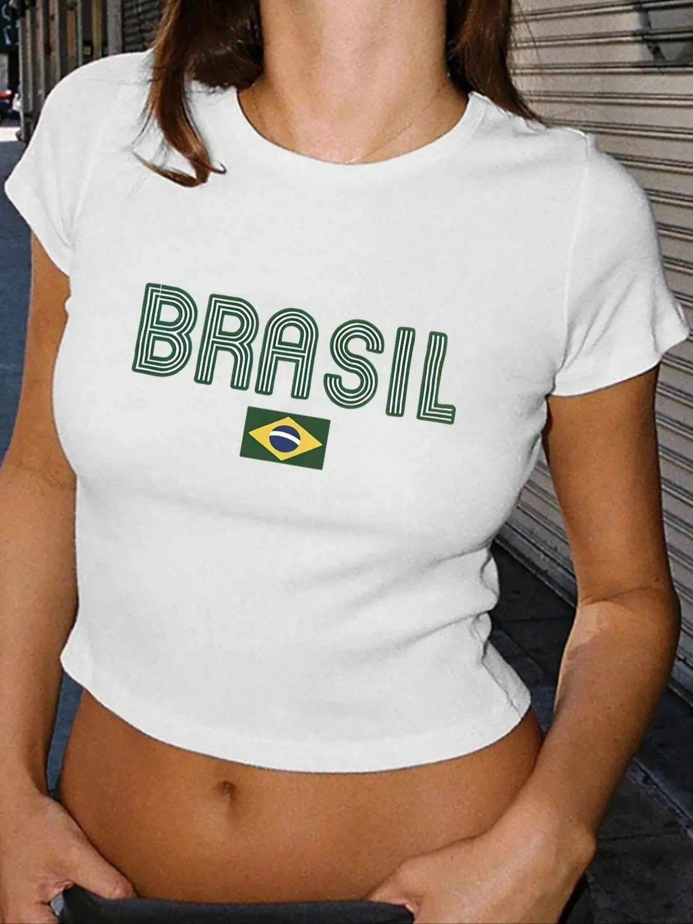 Letter Flag Print Round Neck Crop Casual Crew Short - Adult & Kids T-Shirts, Sweatshirts & Hoodies apparel design preview 1