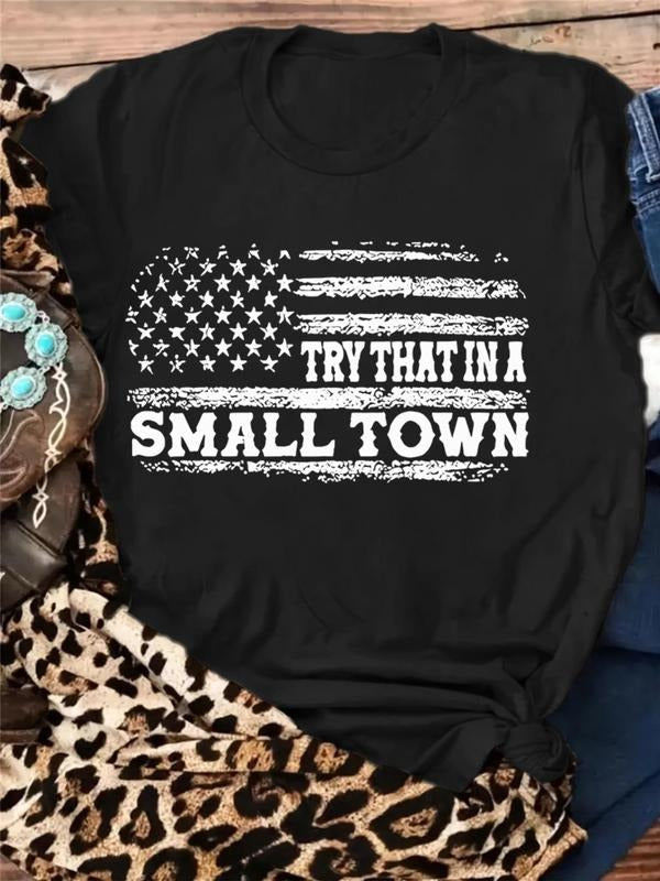 Letter Flag Print Round Neck Casual Short Sleeve Crew - Adult & Kids T-Shirts, Sweatshirts & Hoodies apparel design preview 1