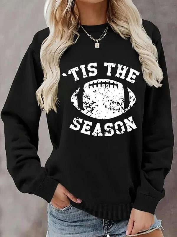 Letter Football Print Drop Shoulder Casual Round Neck - Adult & Kids T-Shirts, Sweatshirts & Hoodies apparel design preview 1