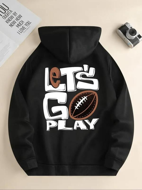 Letter Football Print Casual Hooded Fall Winter - Adult & Kids T-Shirts, Sweatshirts & Hoodies apparel design preview 1