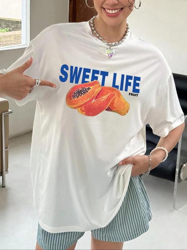 Letter Fruit Print Round Neck Vintage Casual Short - Adult & Kids T-Shirts, Sweatshirts & Hoodies apparel design preview 1