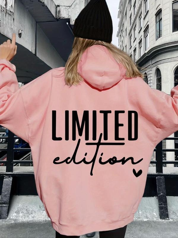 Letter Heart Print Drop Shoulder Casual Drawstring - Adult & Kids T-Shirts, Sweatshirts & Hoodies apparel design preview 1