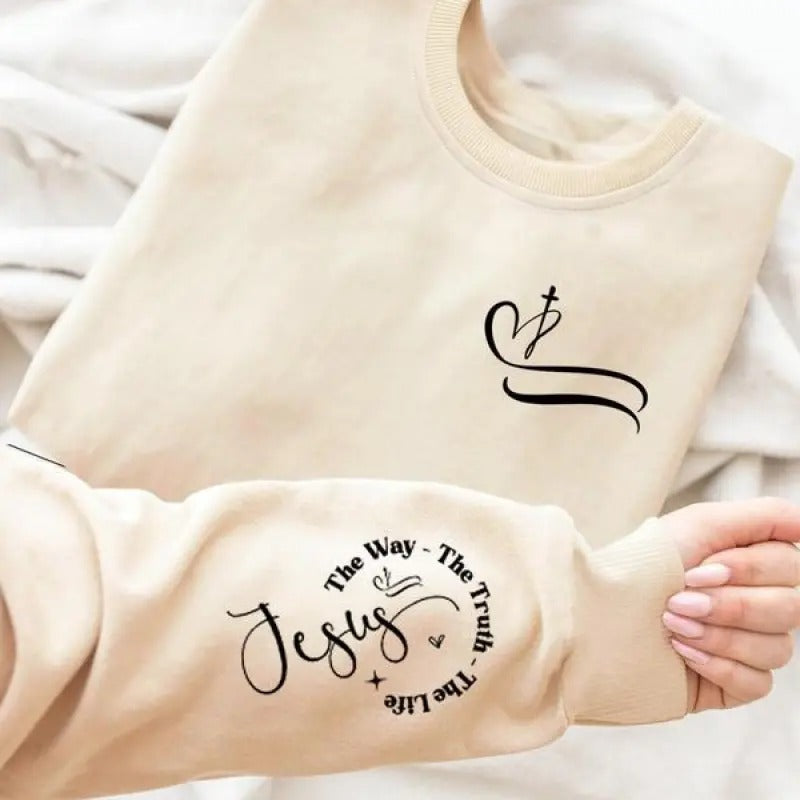 Letter Heart Print Drop Shoulder Casual Round Neck - Adult & Kids T-Shirts, Sweatshirts & Hoodies apparel design preview 1