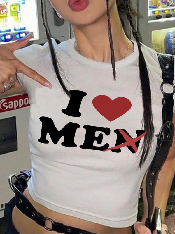Letter Heart Print Round Neck Crop Casual Crew Daily - Adult & Kids T-Shirts, Sweatshirts & Hoodies apparel design preview 1