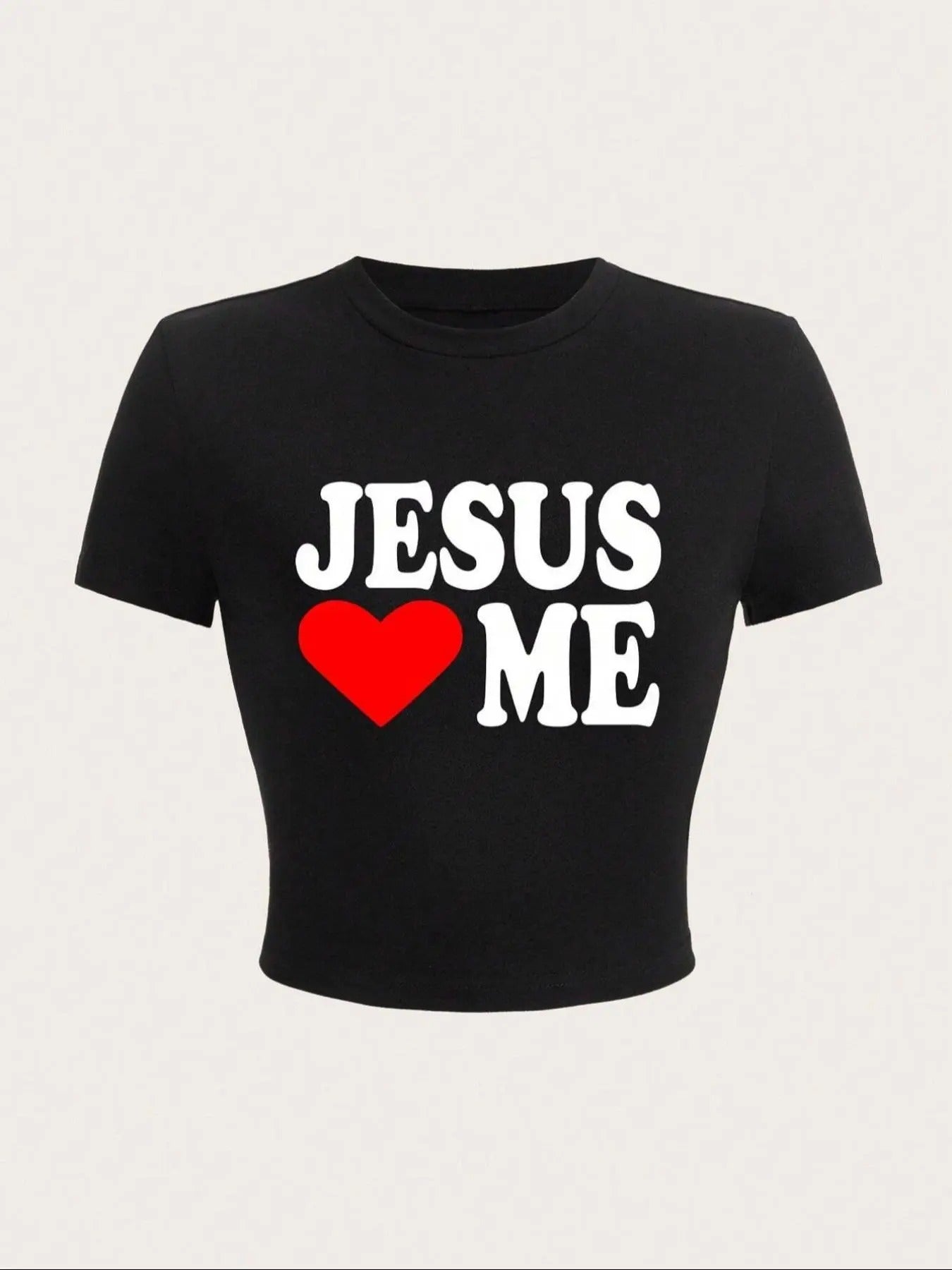 Letter Heart Print Round Neck Crop Casual Short - Adult & Kids T-Shirts, Sweatshirts & Hoodies apparel design preview 1