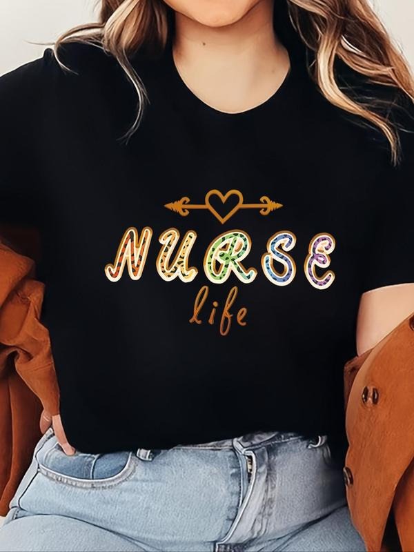Letter Heart Print Round Neck Vintage Casual Drop - Adult & Kids T-Shirts, Sweatshirts & Hoodies apparel design preview 1