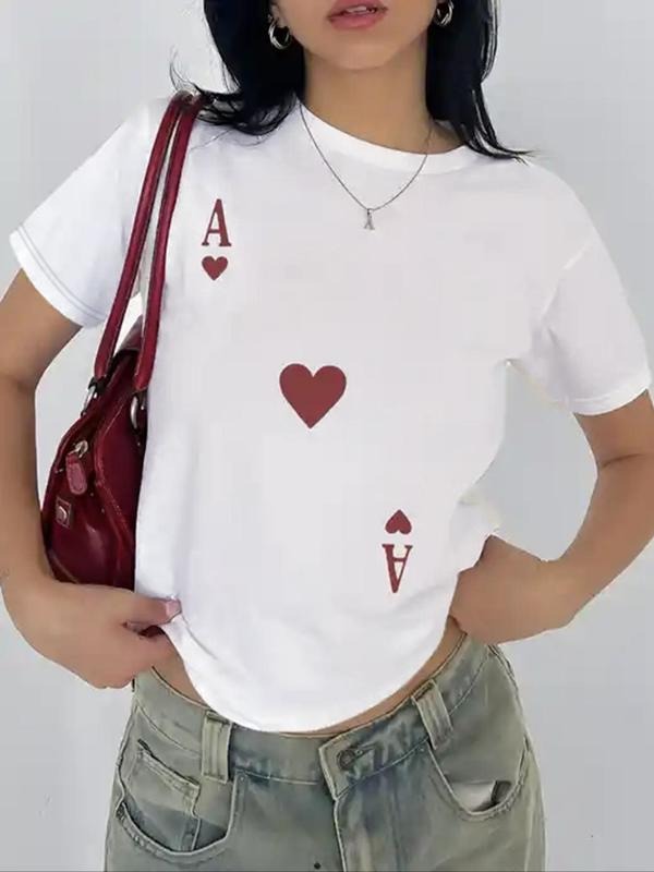 Letter Heart Print Round Neck Casual Crew Short - Adult & Kids T-Shirts, Sweatshirts & Hoodies apparel design preview 1