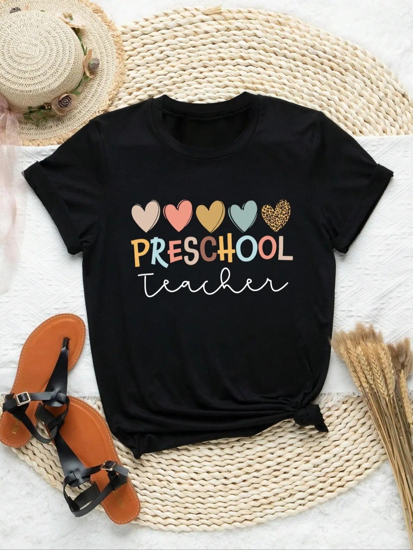 Letter Heart Print Round Neck Crew Short Sleeve Daily - Adult & Kids T-Shirts, Sweatshirts & Hoodies apparel design preview 1