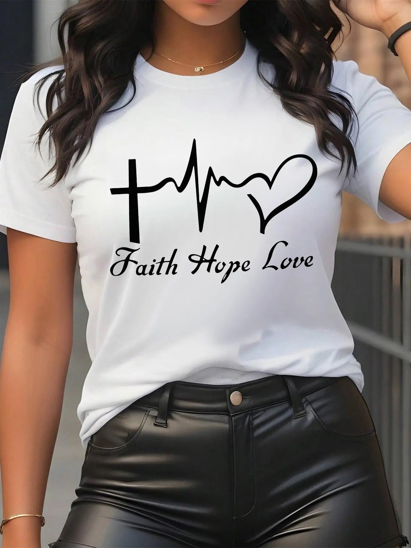 Letter Heart Print Short Sleeve Casual Round Neck - Adult & Kids T-Shirts, Sweatshirts & Hoodies apparel design preview 1